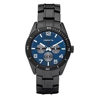 Claiborne Mens Black & Blue Multi-Function Watch
