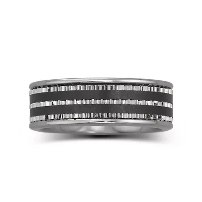 Men's 7.5mm Stainless Steel & Ceramic Band