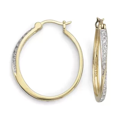 18K/Silver Cubic Zirconia Twist Hoop Earrings