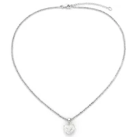 Crystal Heart Pendant Necklace with Double Chain