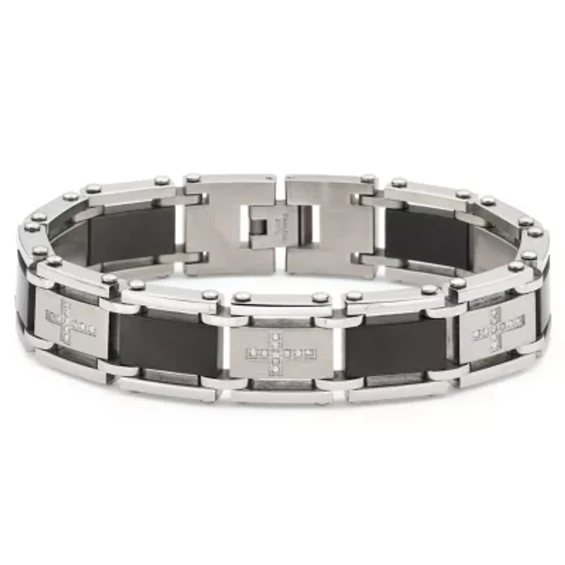 Men's Diamond Cross Bracelet Stainless Steel