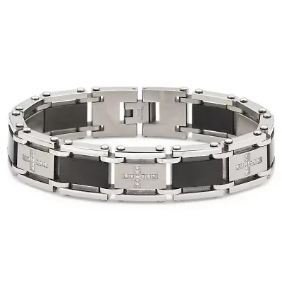 Men's Diamond Cross Bracelet Stainless Steel
