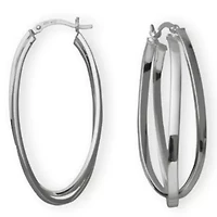 Silver Hoop Earrings, Double Hoop Criss-Cross