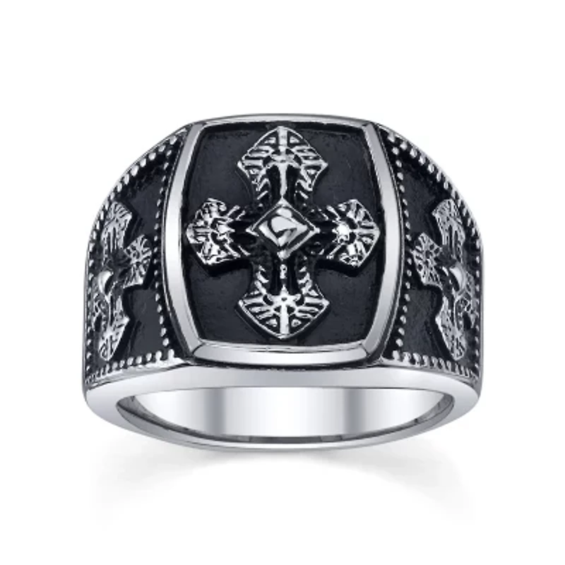 Maksim Mens Stainless Steel Cross Ring