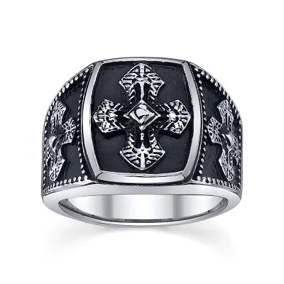 Maksim Mens Stainless Steel Cross Ring