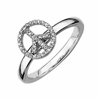 Personally Stackable 1/10 CT. T.W. Diamond Peace Sign Ring