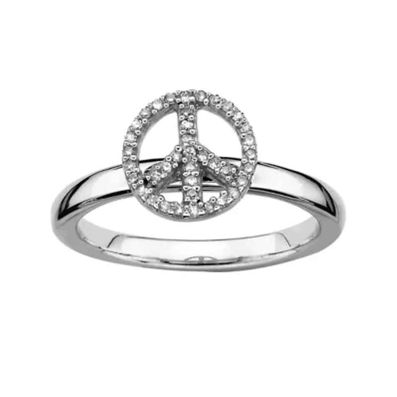 Personally Stackable 1/10 CT. T.W. Diamond Peace Sign Ring