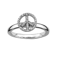 Personally Stackable 1/10 CT. T.W. Diamond Peace Sign Ring