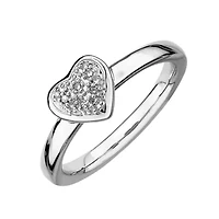 Personally Stackable Diamond-Accent Silver Heart Ring
