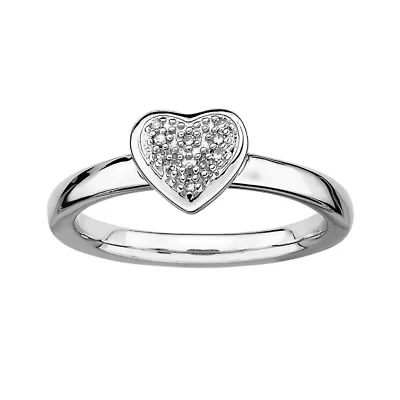 Personally Stackable Diamond-Accent Silver Heart Ring