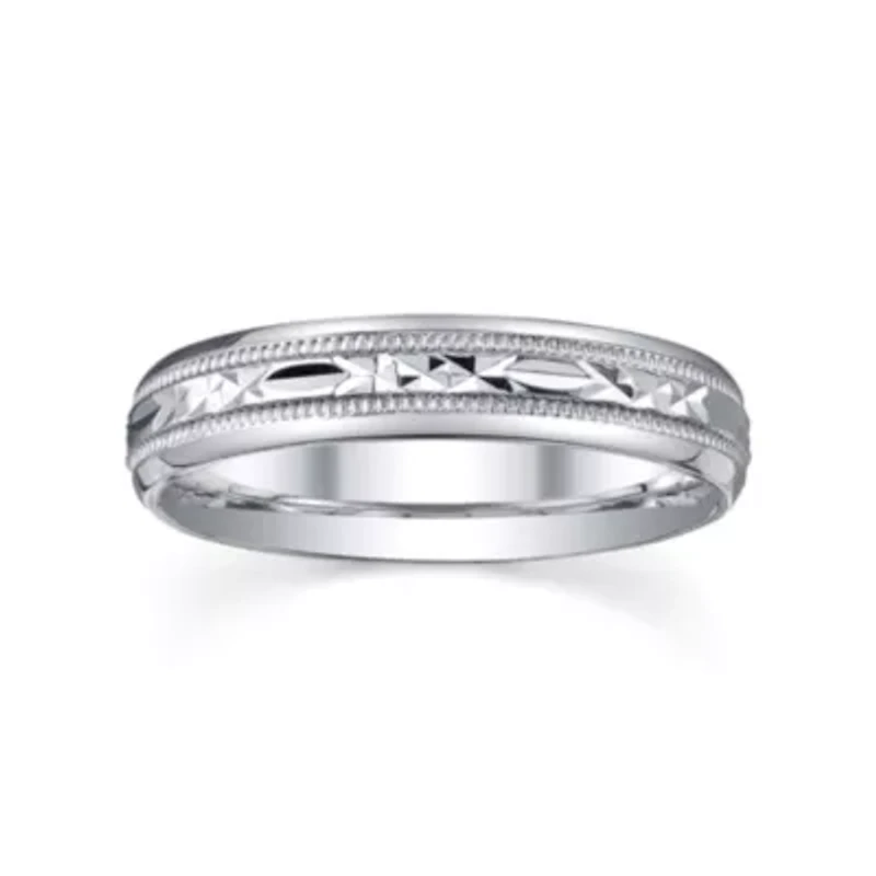 Womens 4mm Sterling Silver Wedding Band