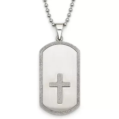 Stainless Steel Cut-Out Cross Dog Tag