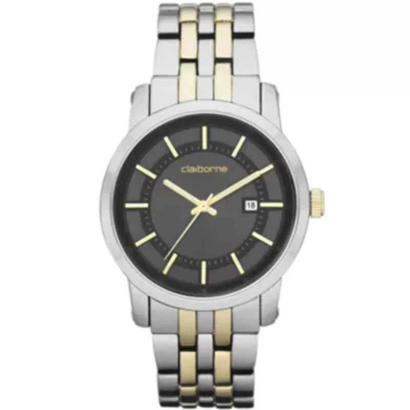 Claiborne Mens Two-Tone Watch