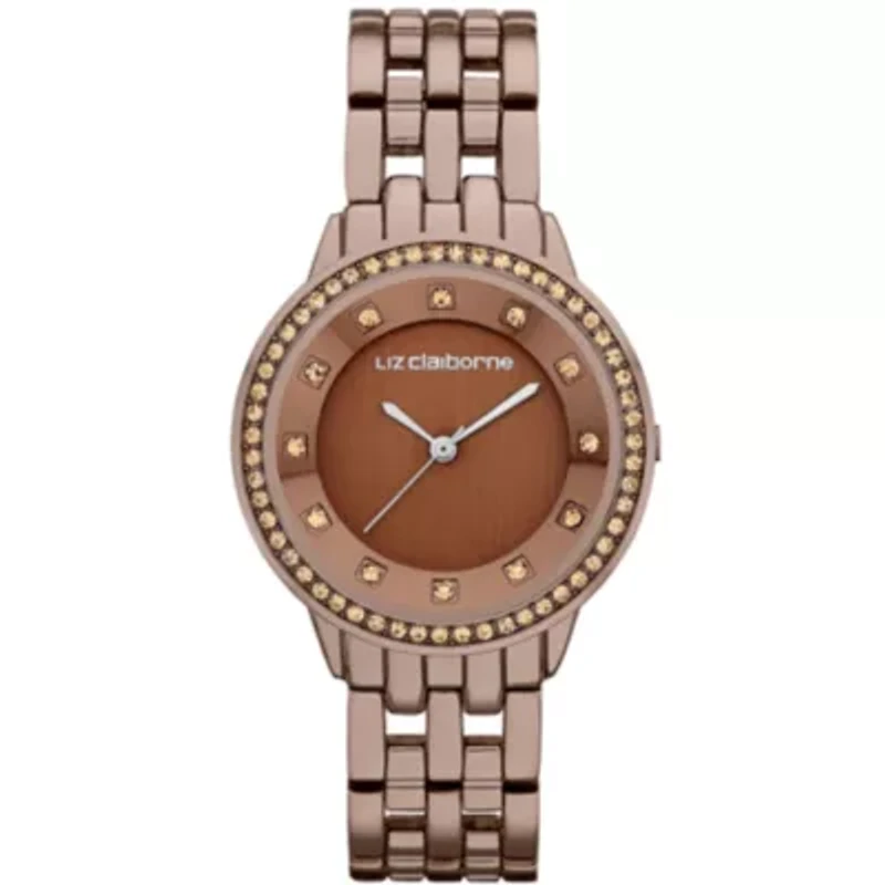 Liz Claiborne® Ladies Brown Watch with Crystals