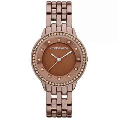 Liz Claiborne® Ladies Brown Watch with Crystals