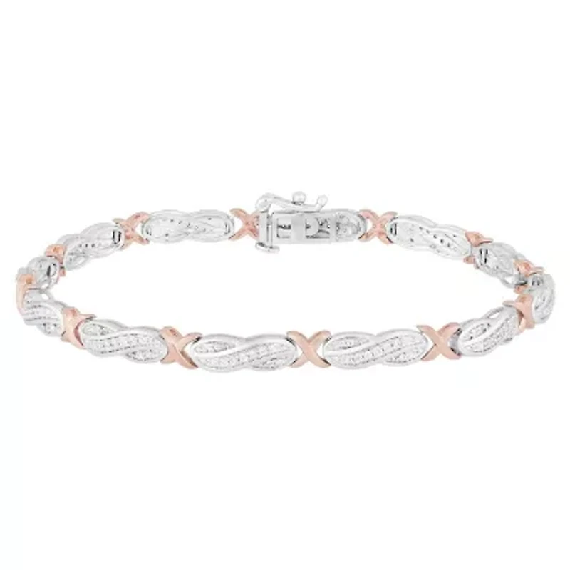 1/2 CT. T.W. Genuine White Diamond 14K Rose Gold Over Silver & Sterling Silver Tennis Bracelet