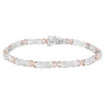 1/2 CT. T.W. Genuine White Diamond 14K Rose Gold Over Silver & Sterling Silver Tennis Bracelet