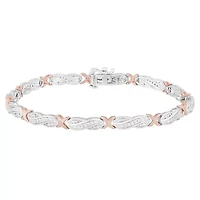 1/2 CT. T.W. Genuine White Diamond 14K Rose Gold Over Silver & Sterling Silver Tennis Bracelet