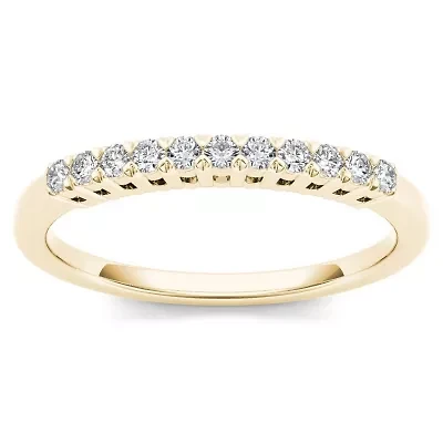 Womens 2MM 1/5 CT. Natural White Diamond 10K Gold Wedding Band