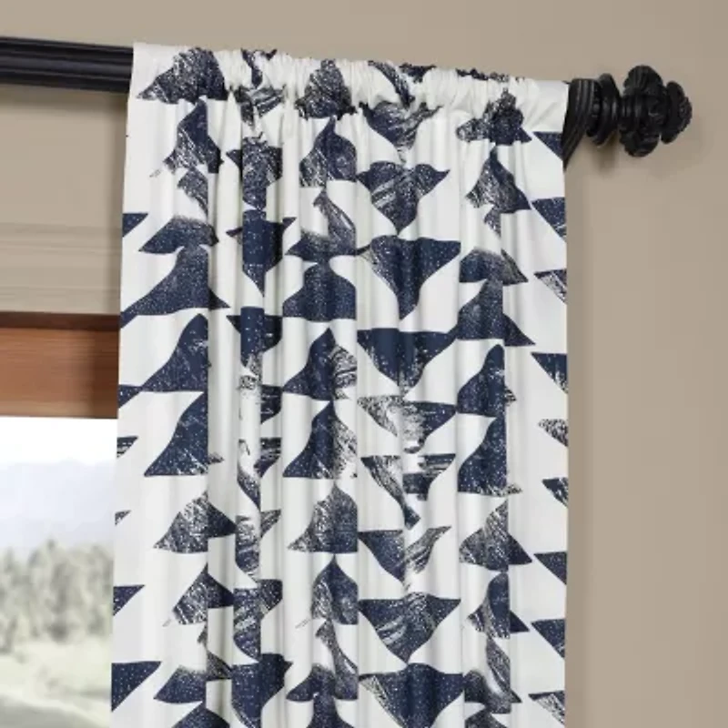 Exclusive Fabrics & Furnishing Triad Printed Cotton Rod Pocket Back Tab Light-Filtering Single Curtain Panel