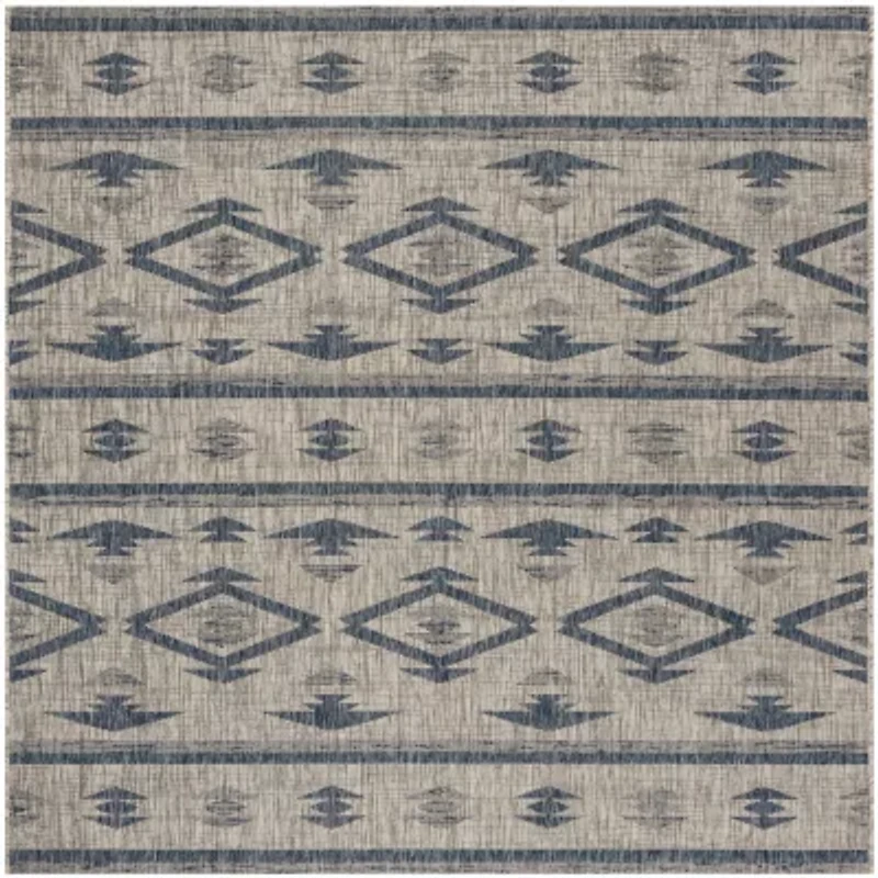 Safavieh Courtyard Collection Easton Geometric Indoor/Outdoor Square Area Rug
