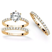 Womens 3 3/4 CT. T.W. Cubic Zirconia 14K Gold Over Silver Bridal Set