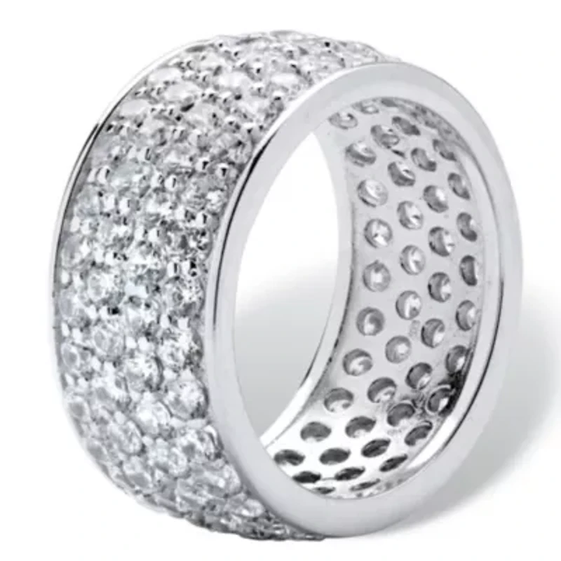 Womens 9M 3 1/4 CT. T.W. Cubic Zirconia Platinum Over Silver Band