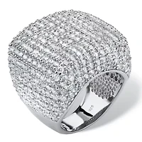 Womens Cubic Zirconia Sterling Silver Cocktail Ring