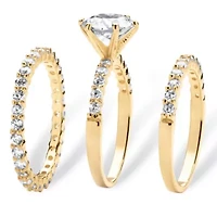 Womens 3 3/4 CT. T.W. Cubic Zirconia 14K Gold Over Silver Bridal Set