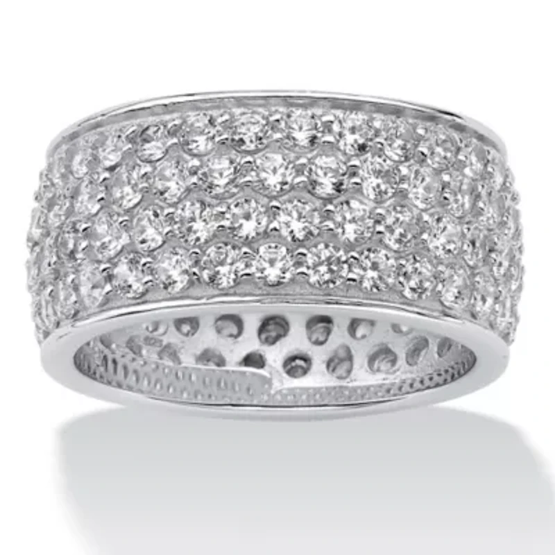 Womens 9M 3 1/4 CT. T.W. Cubic Zirconia Platinum Over Silver Band