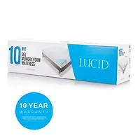 LUCID 10" Dual Layer Gel Memory Foam Mattress in a Box