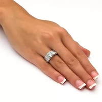 DiamonArt® Womens / CT. T.W. White Cubic Zirconia Platinum Over Silver Bridal Set