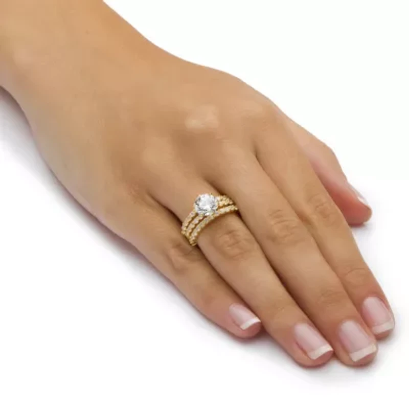 Womens 3 3/4 CT. T.W. Cubic Zirconia 14K Gold Over Silver Bridal Set
