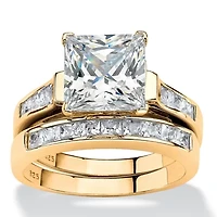 DiamonArt® Womens 2 3/4 CT. T.W. White Cubic Zirconia 14K Gold Over Silver Bridal Set