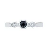 Promise My Love Womens 1/8 CT. T.W. Natural Black Diamond Sterling Silver Round Ring
