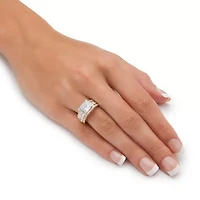 DiamonArt® Womens 3 CT. T.W. White Cubic Zirconia 18K Gold Over Silver Engagement Ring