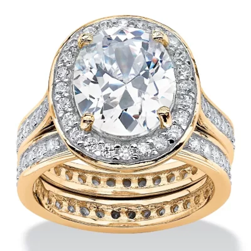 DiamonArt® Womens 6 CT. T.W. White Cubic Zirconia 18K Gold Over Silver Bridal Set