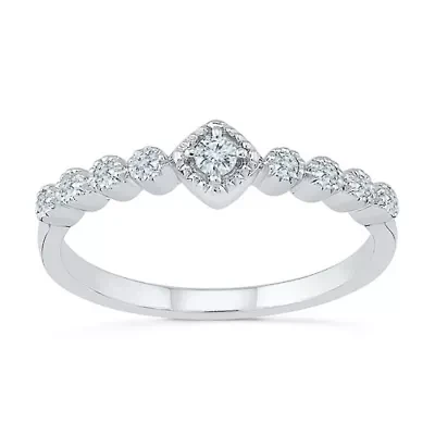 Promise My Love Womens 1/ CT. T.W. Natural White Diamond Sterling Silver Round Side Stone Ring