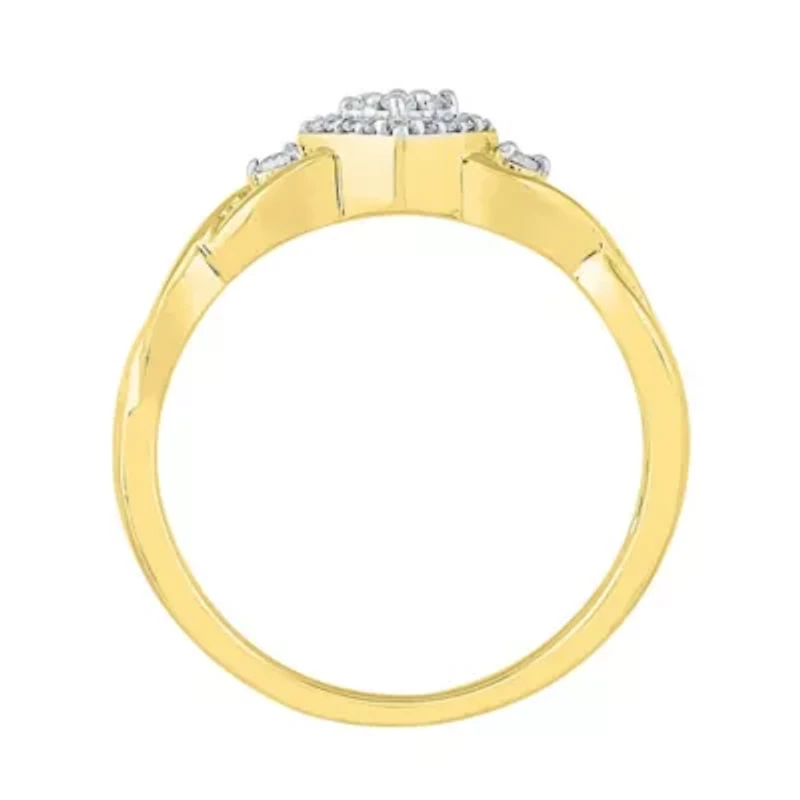 Promise My Love Womens 1/ CT. T.W. Natural White Diamond 10K Gold Cushion Ring