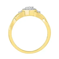 Promise My Love Womens 1/ CT. T.W. Natural White Diamond 10K Gold Cushion Ring