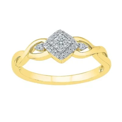 Promise My Love Womens 1/10 CT. T.W. Natural White Diamond 10K Gold Cushion Ring