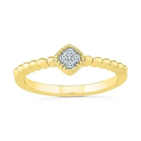 Promise My Love Womens Diamond Accent Natural White 10K Gold Cushion Ring