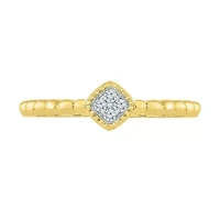 Promise My Love Womens Diamond Accent Natural White 10K Gold Cushion Ring