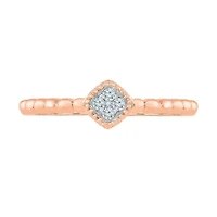 Promise My Love Womens Diamond Accent Natural White 10K Rose Gold Cushion Ring