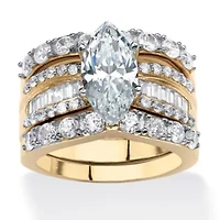 DiamonArt® Womens 4 1/2 CT. T.W. White Cubic Zirconia 18K Gold Over Silver Bridal Set