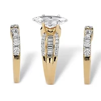 DiamonArt® Womens 4 1/2 CT. T.W. White Cubic Zirconia 18K Gold Over Silver Bridal Set