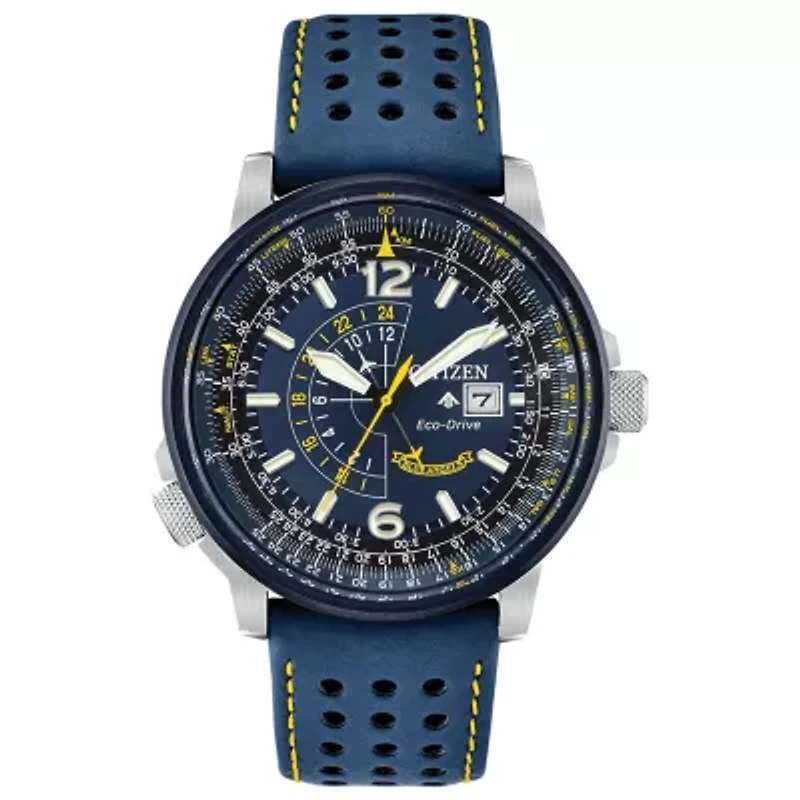 Citizen Promaster Nighthawk Mens Blue Leather Strap Watch Bj7007-02l