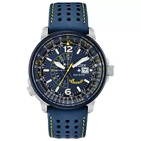 Citizen Promaster Nighthawk Mens Blue Leather Strap Watch Bj7007-02l