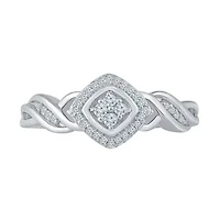 Promise My Love Womens 1/6 CT. T.W. Natural White Diamond Sterling Silver Cushion Ring