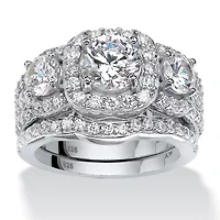 DiamonArt® Womens / CT. T.W. White Cubic Zirconia Platinum Over Silver Bridal Set
